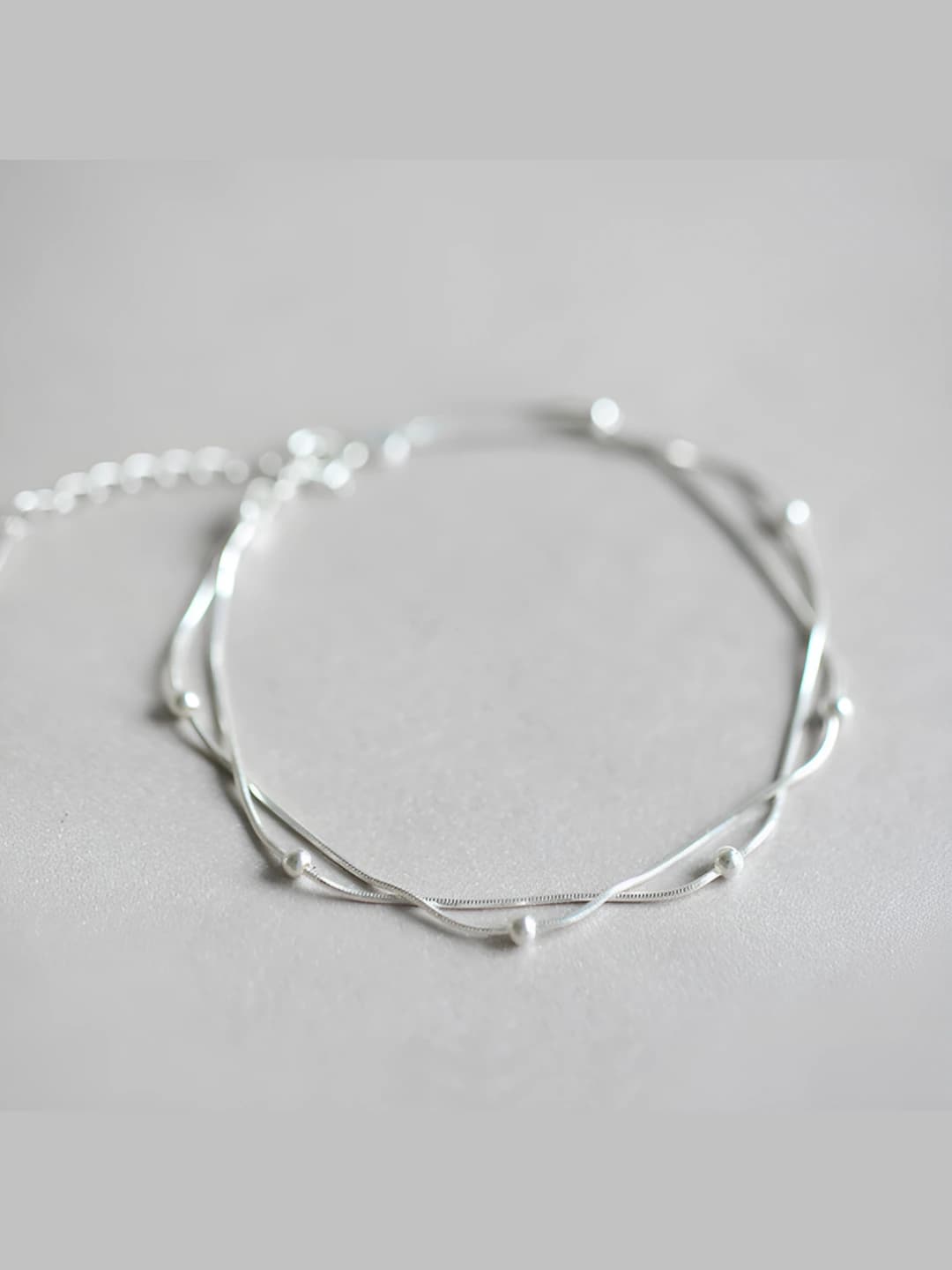 Women's double-strand beaded bracelet, matte, small round beads, Korean style, sweet and simple design, copper