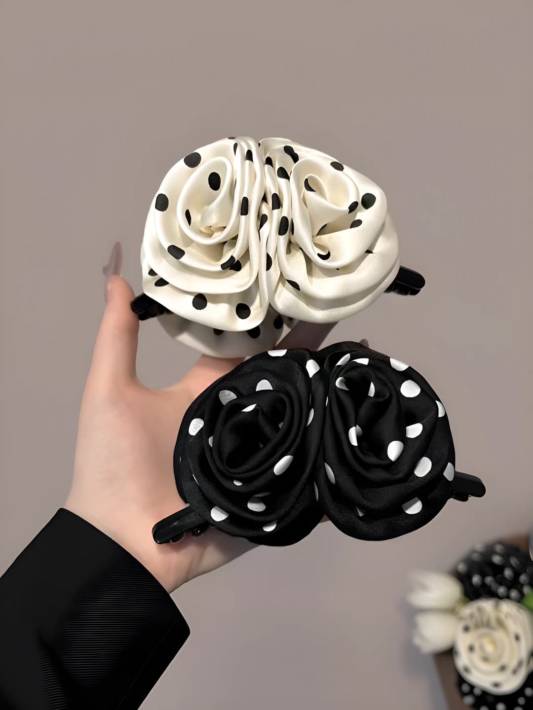 Женский polka dot rose hair clip (shark clip)