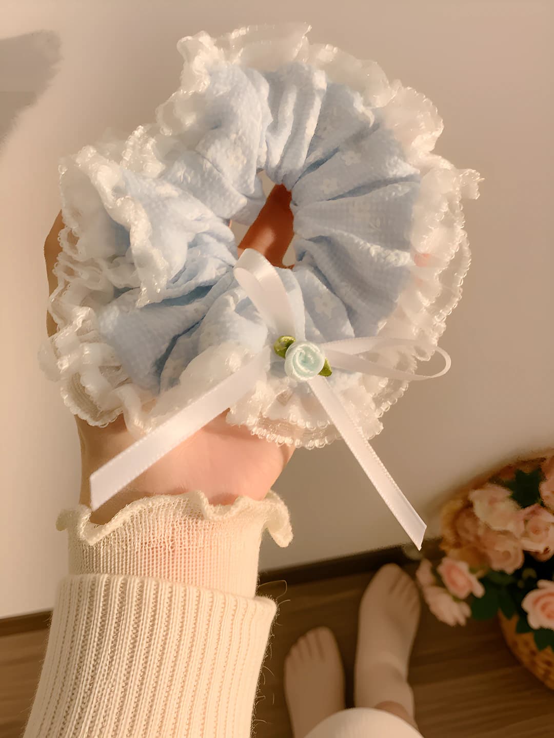 2# Moviy mayda gullar bow 12 sm