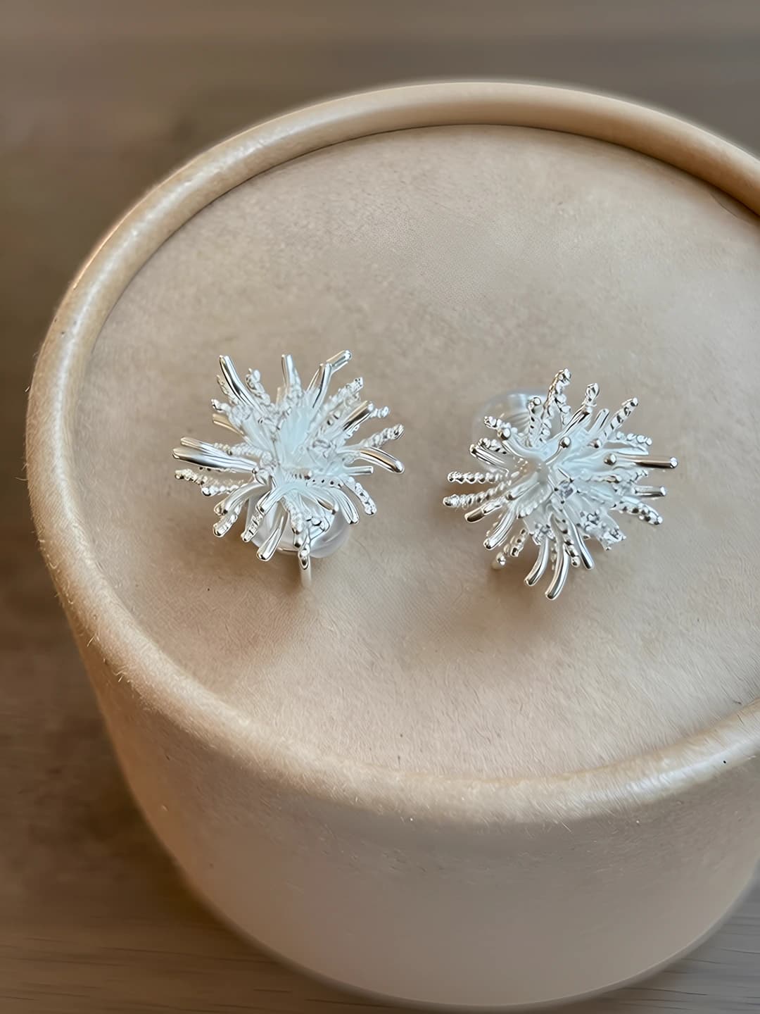 Silver fireworks pair (spiral clip)