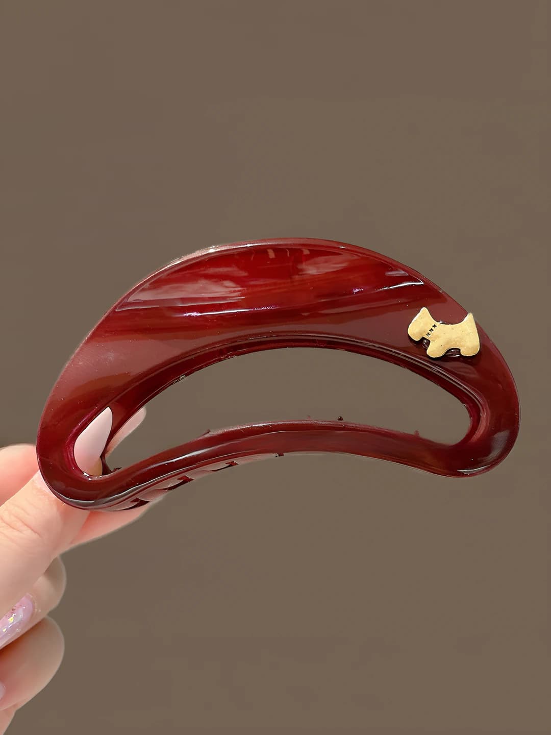 1# Puppy clip wine red-double sided accessory approx 11 cm