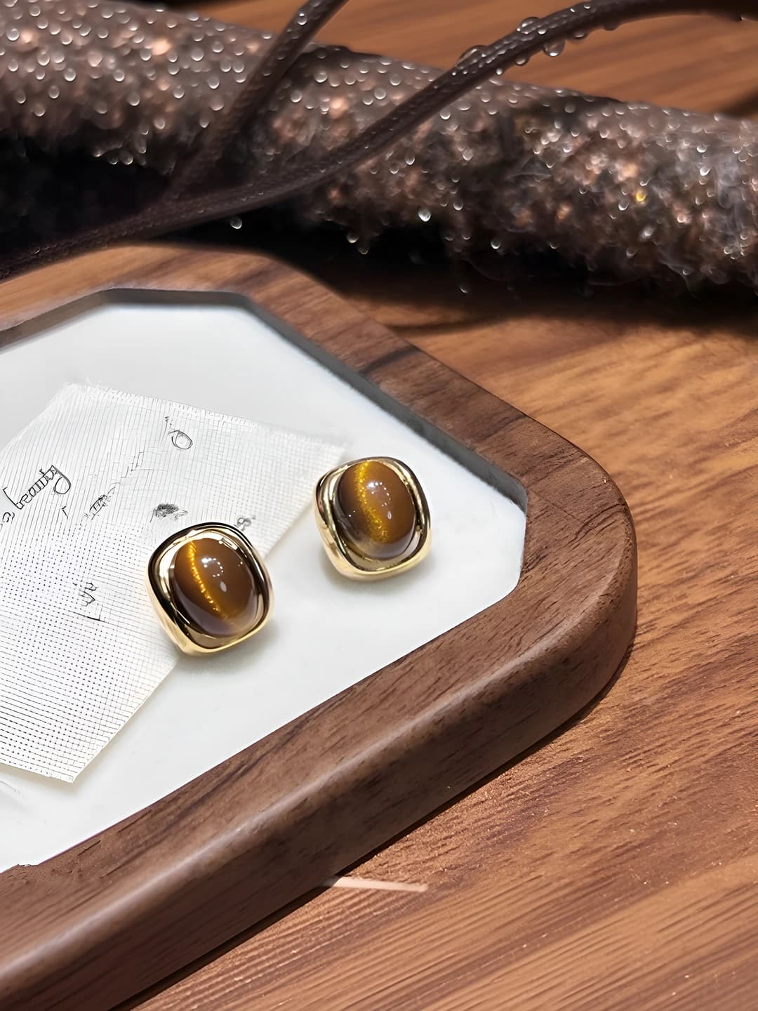 15# Arc tiger eye earrings