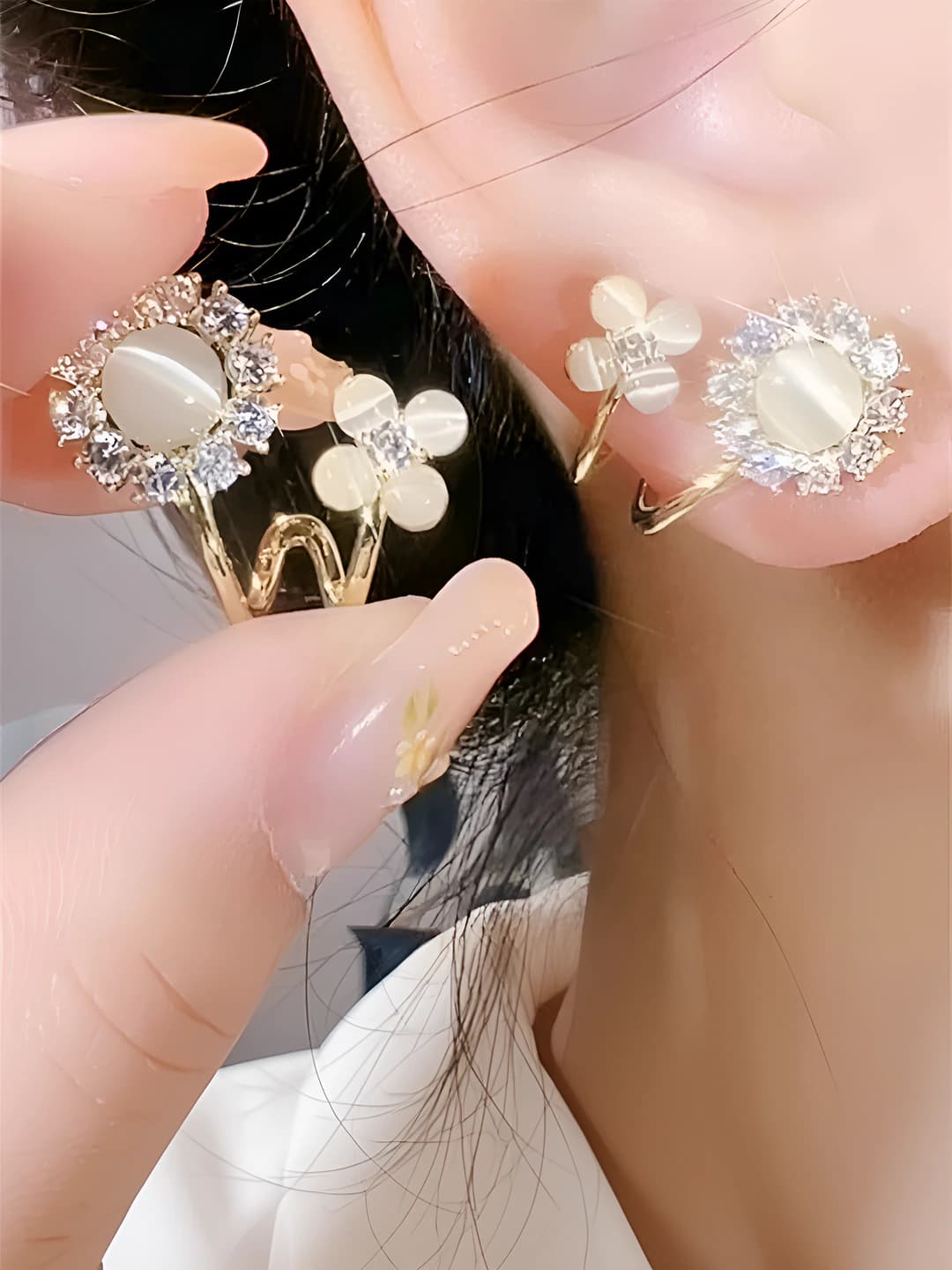 Women's flower design country style alloy earrings