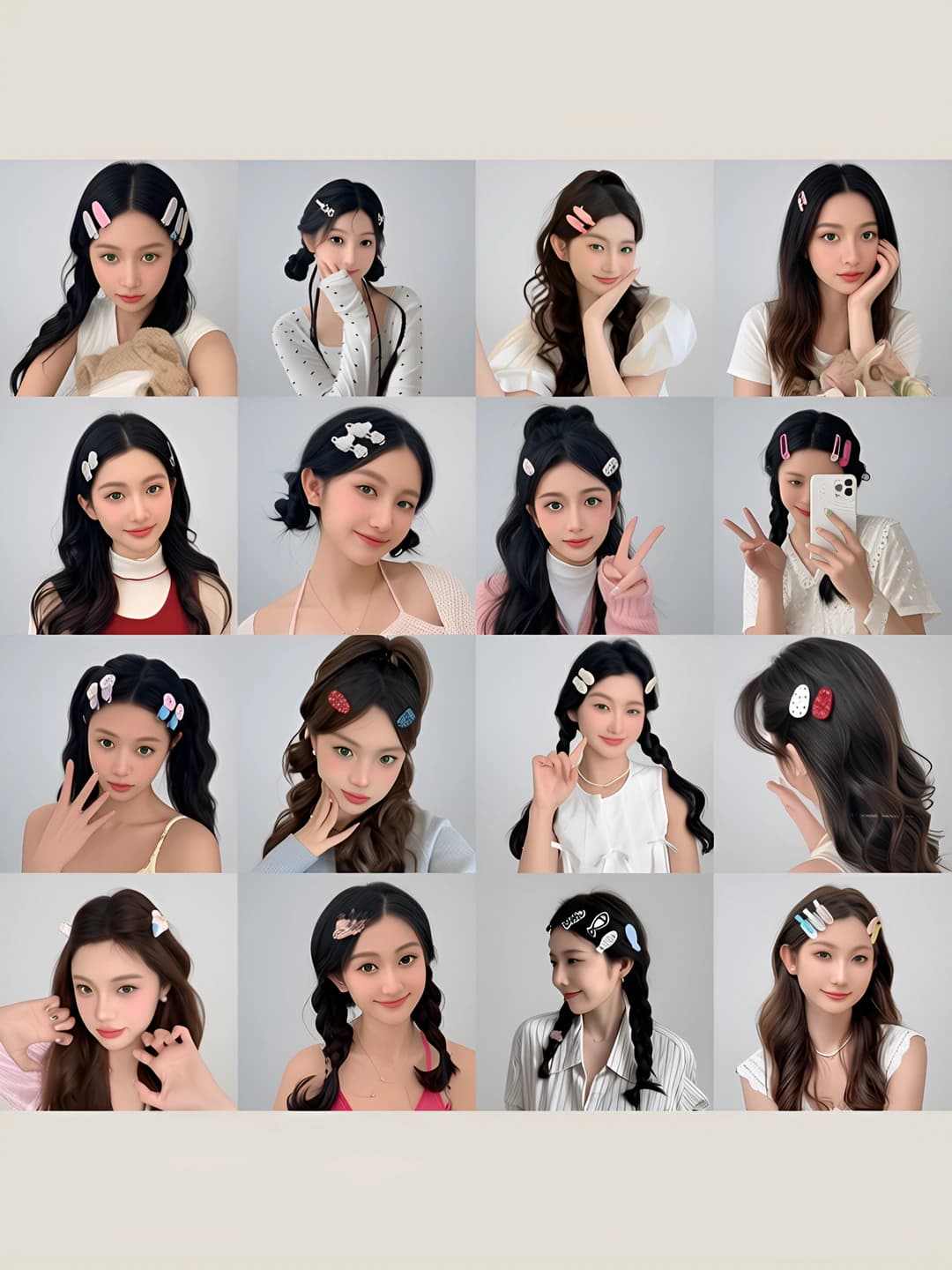 Women's hair clips: Korean style, fresh and sweet, with star and heart shapes, made of alloy