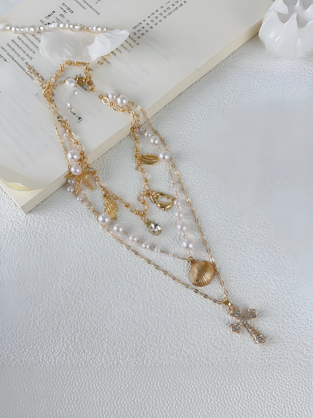 Cross layered necklace