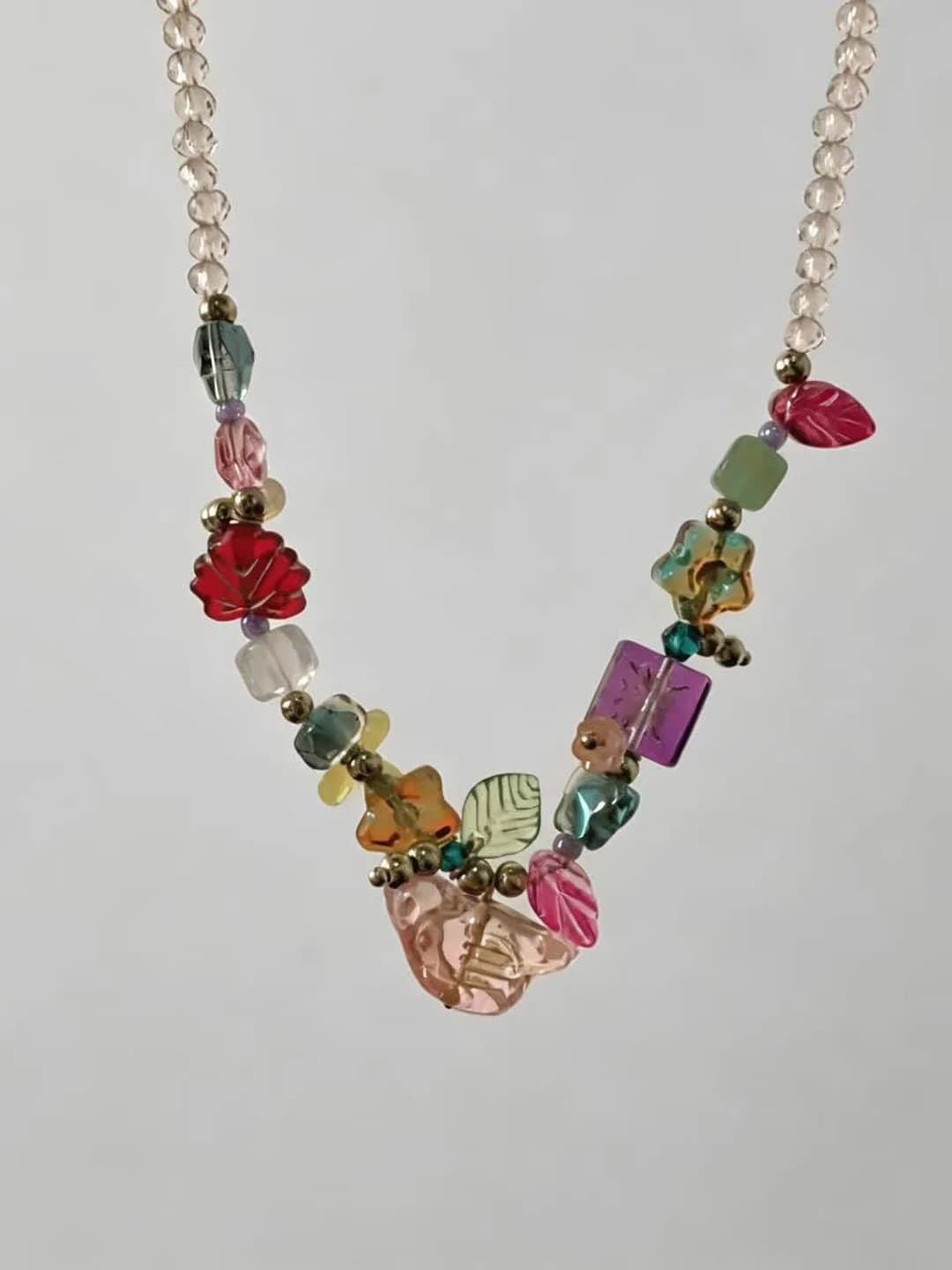 Multicolour birds necklace