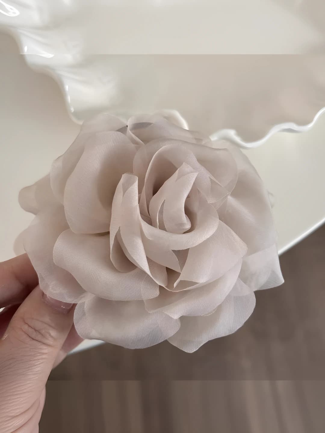Apricot floral clip