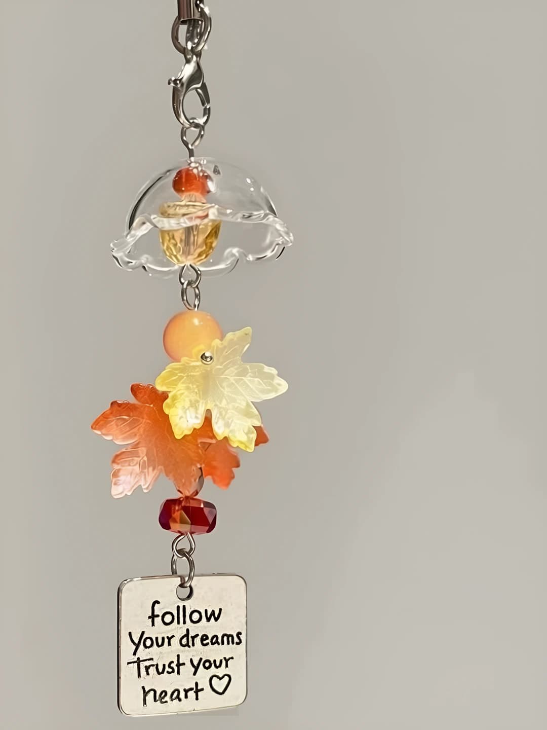 Y7 red maple wind chime charm