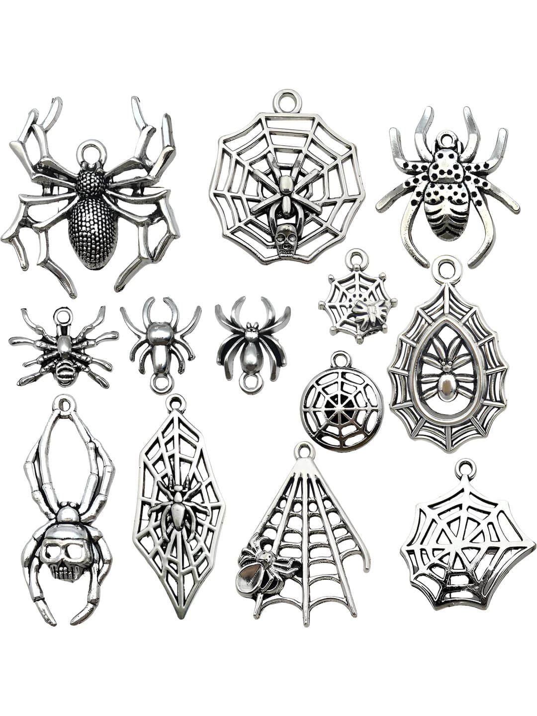 13 pcs mixed antique silver Halloween spider web set - 13 styles - 27.7g-SN522