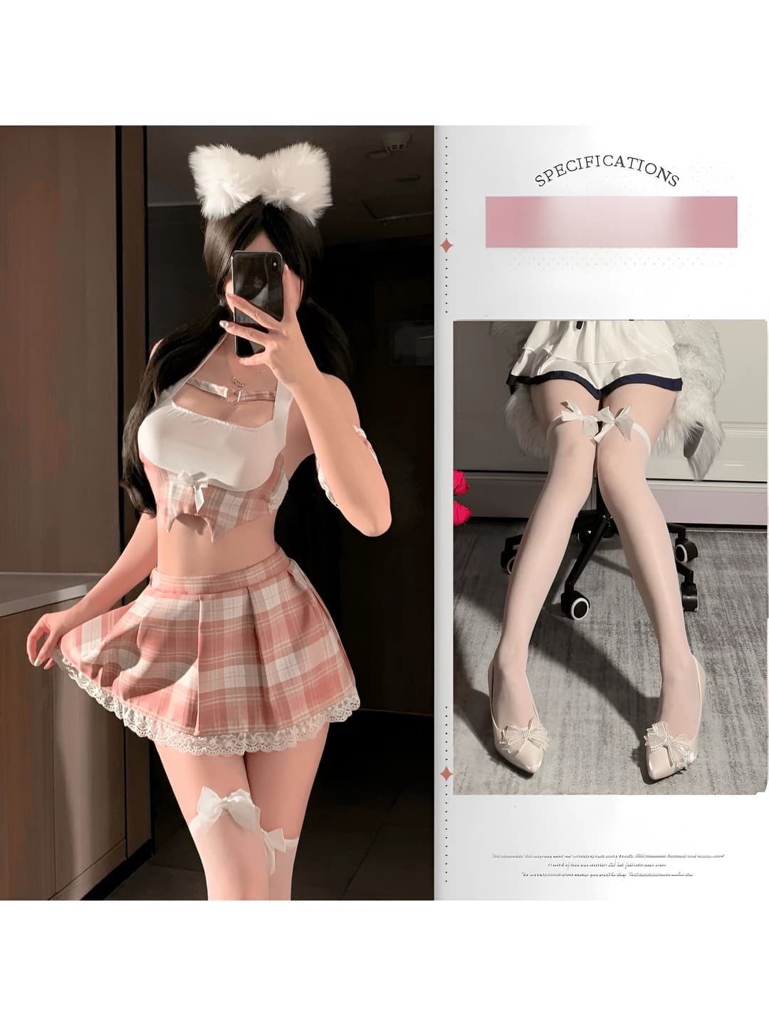 Pink-white + bow stockings
