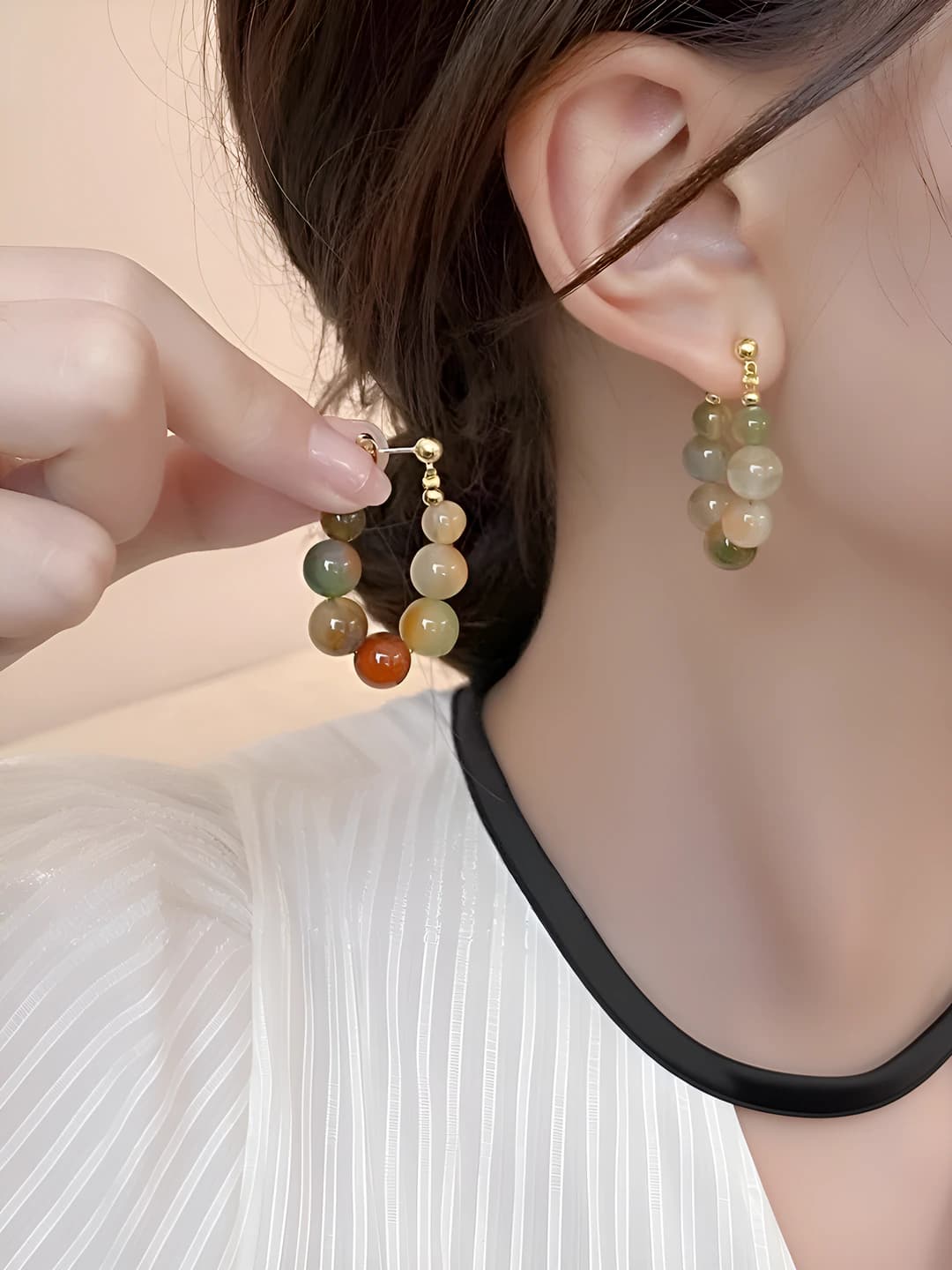 Multicolour bead earrings 304