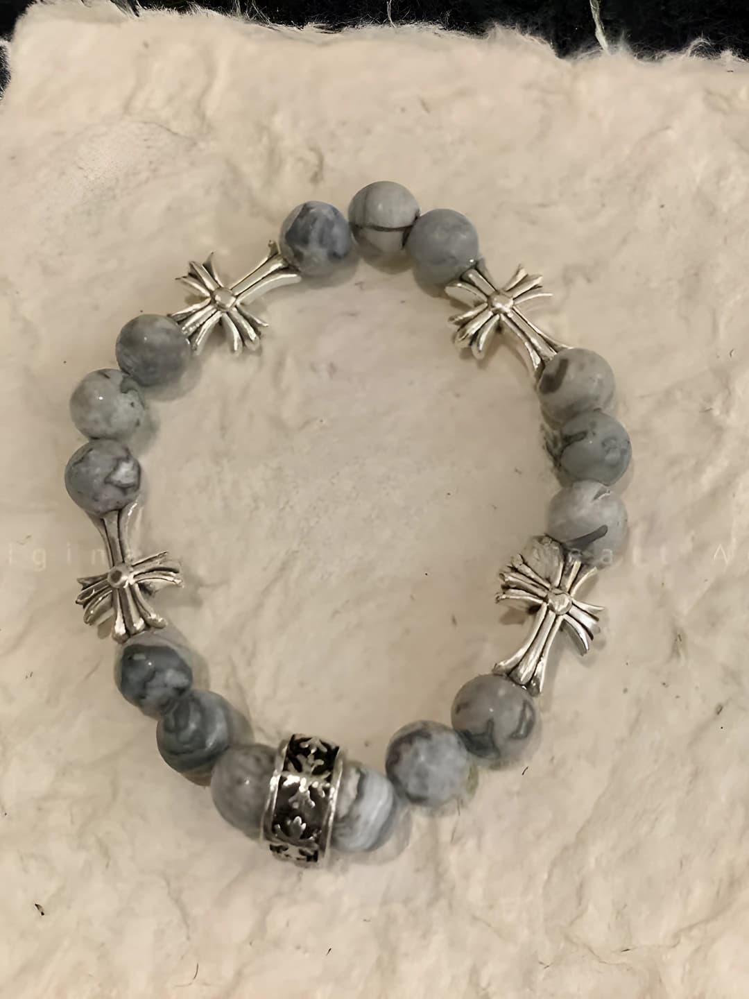 Milk grey - Ring Cross bracelet