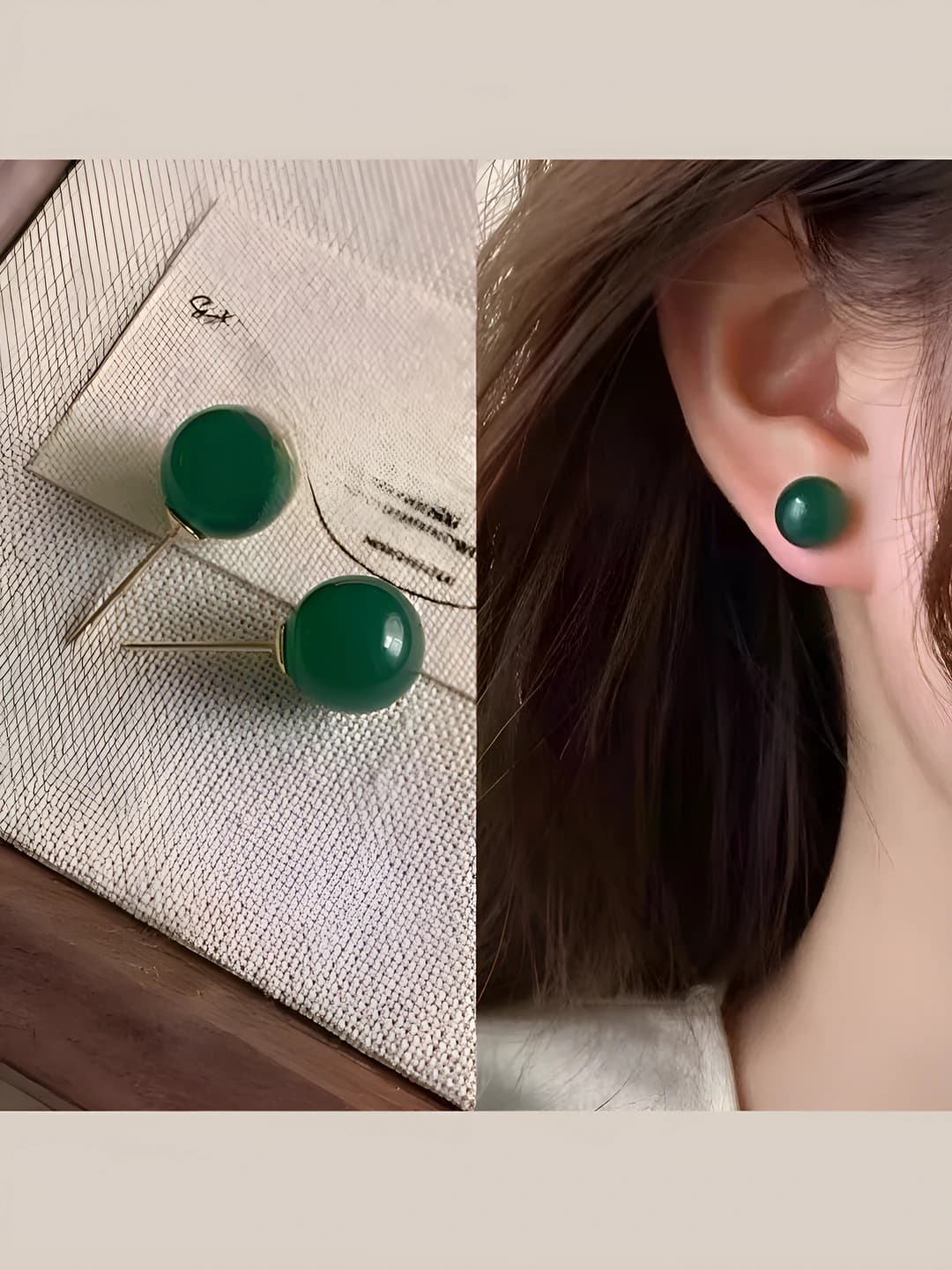 10mm green bead studs 477