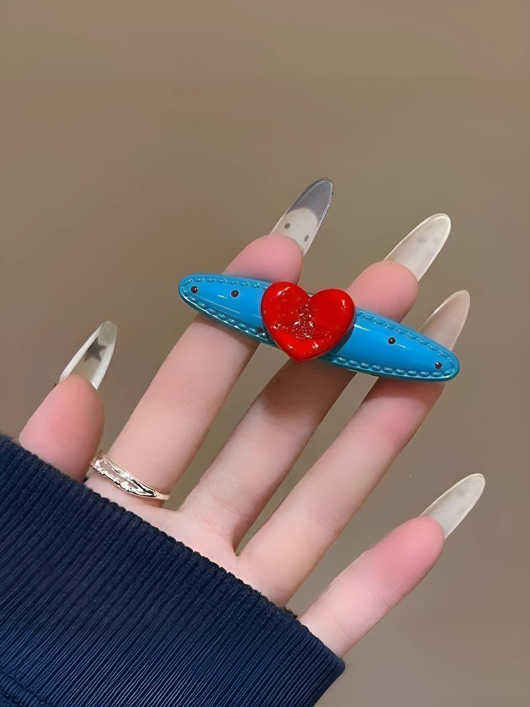 Красный, сердце, горошек, 4.5 см