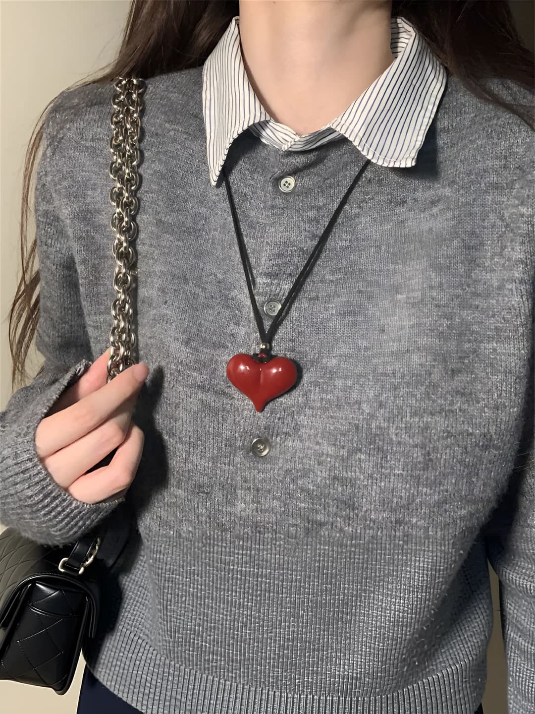 Bright red heart necklace
