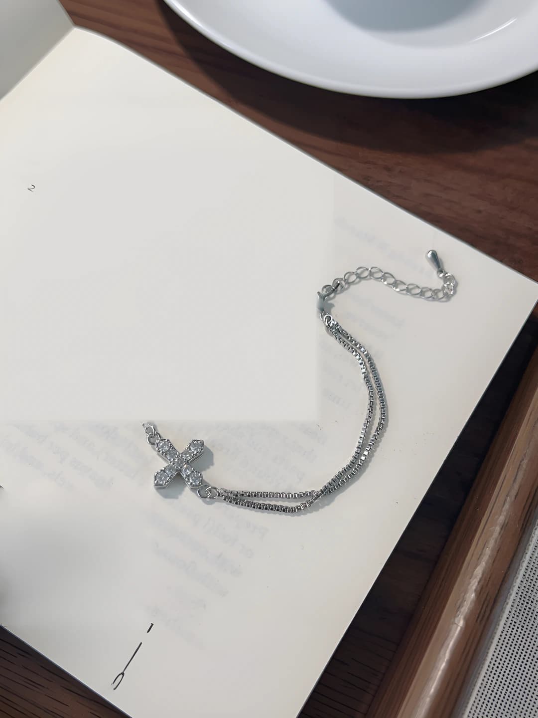 Double layer cross bracelet