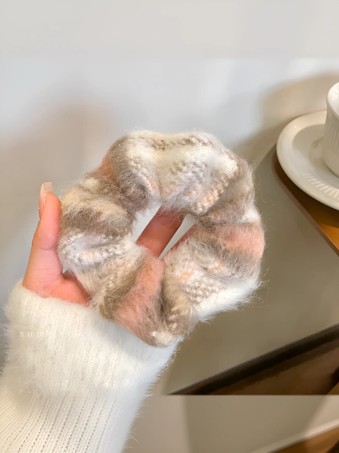 2# Coffee plush hair tie