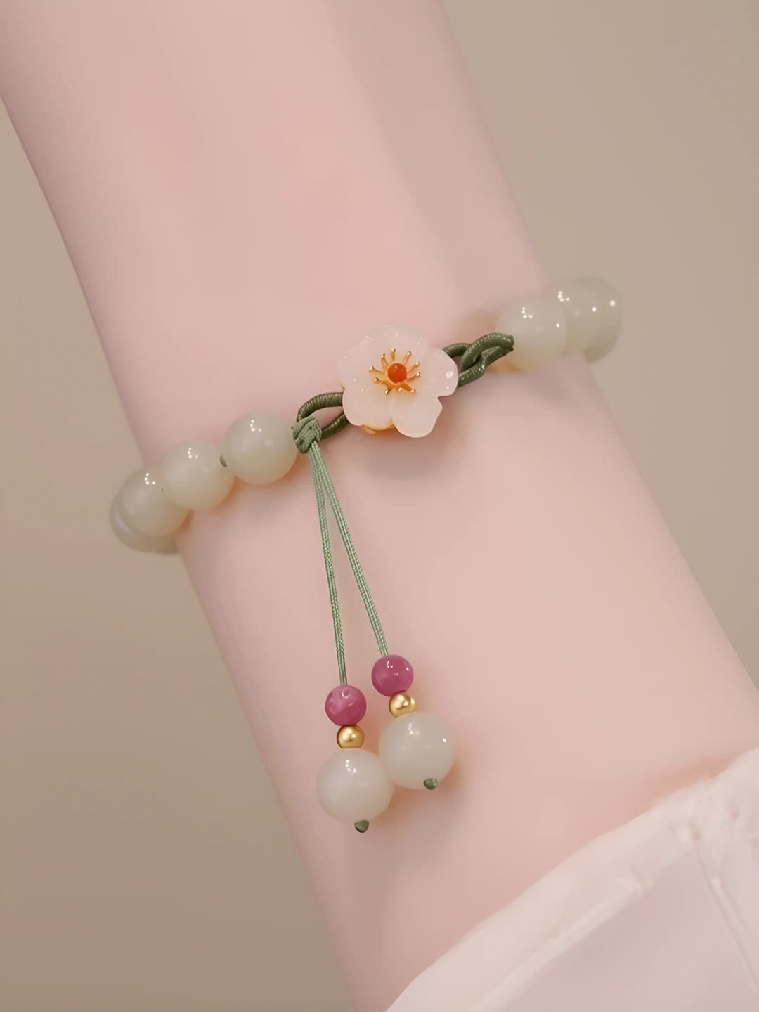 Braided peach blossom bracelet