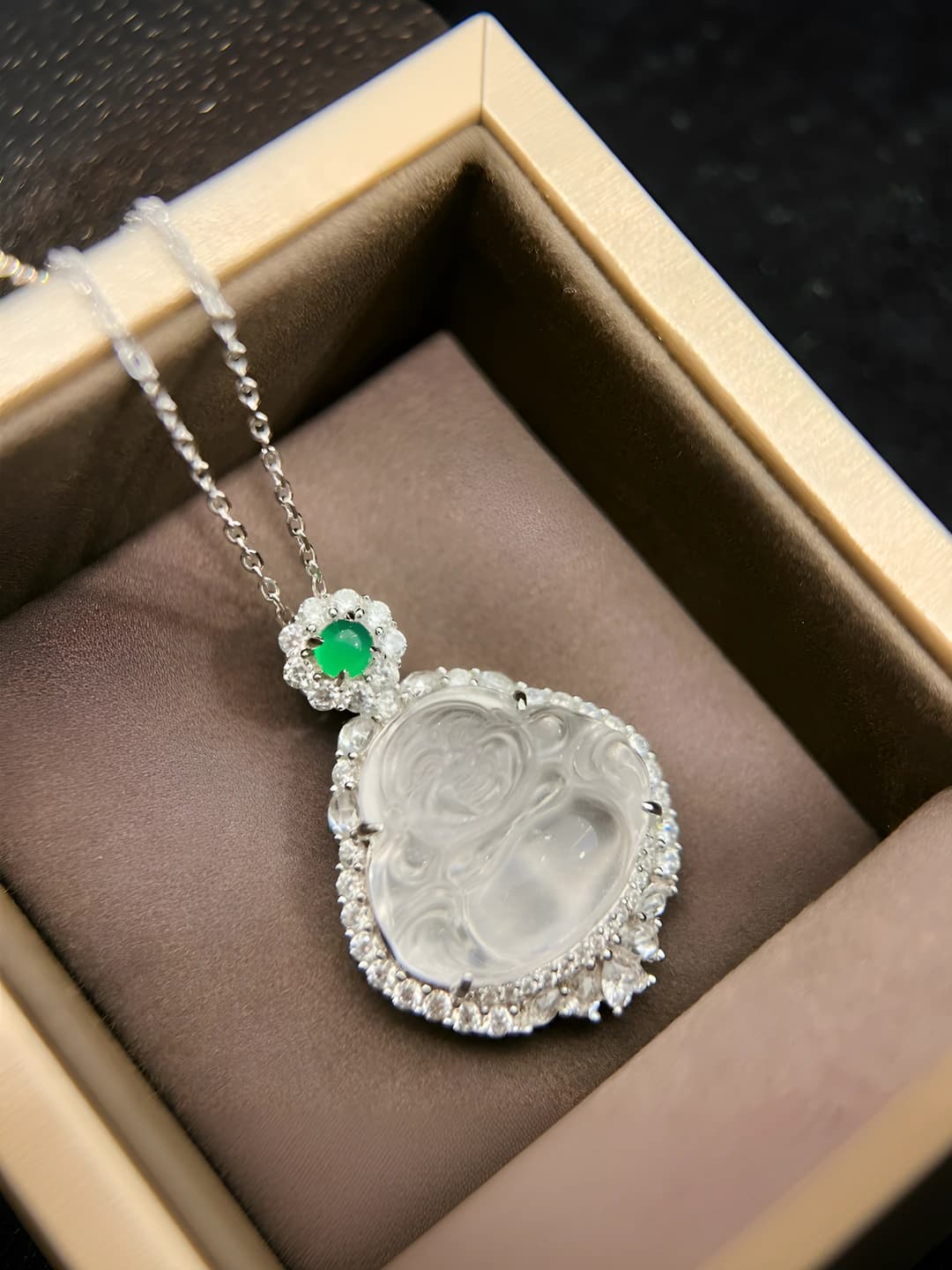 256-1 Large Maitreya - Silver white green