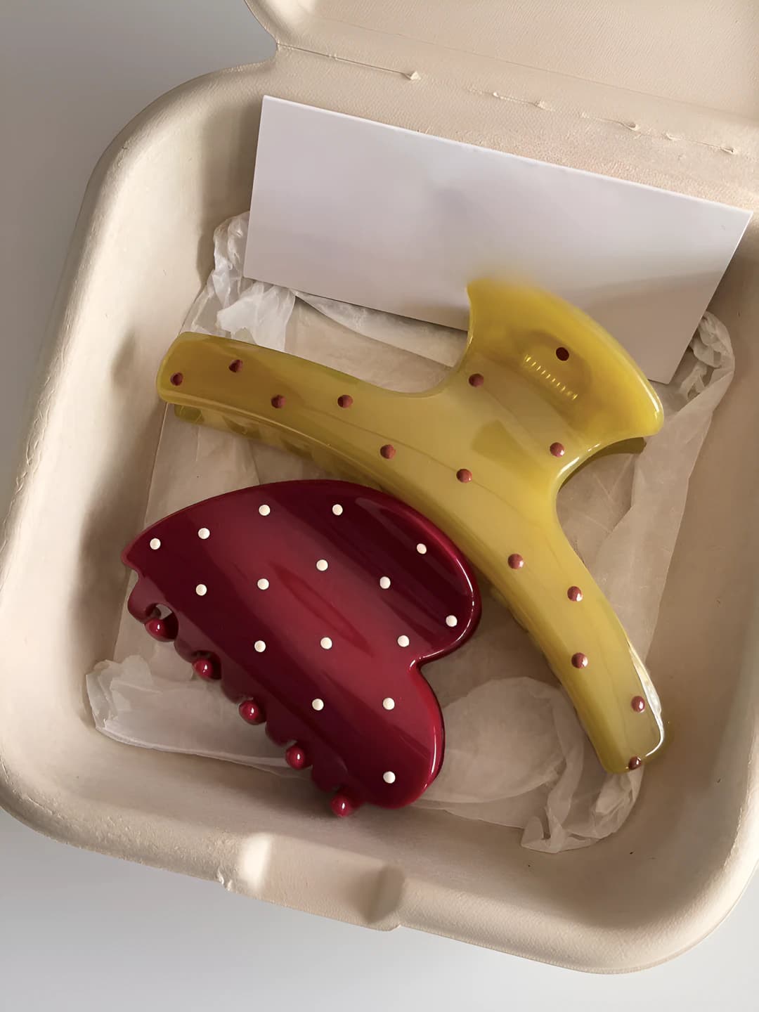 Women's large PS hair clip with polka dot pattern