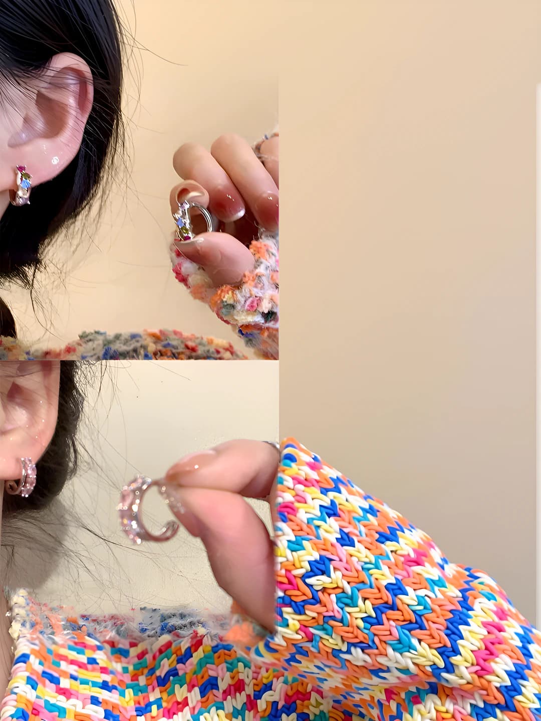 Multicolour diamond studs – 2 pcs