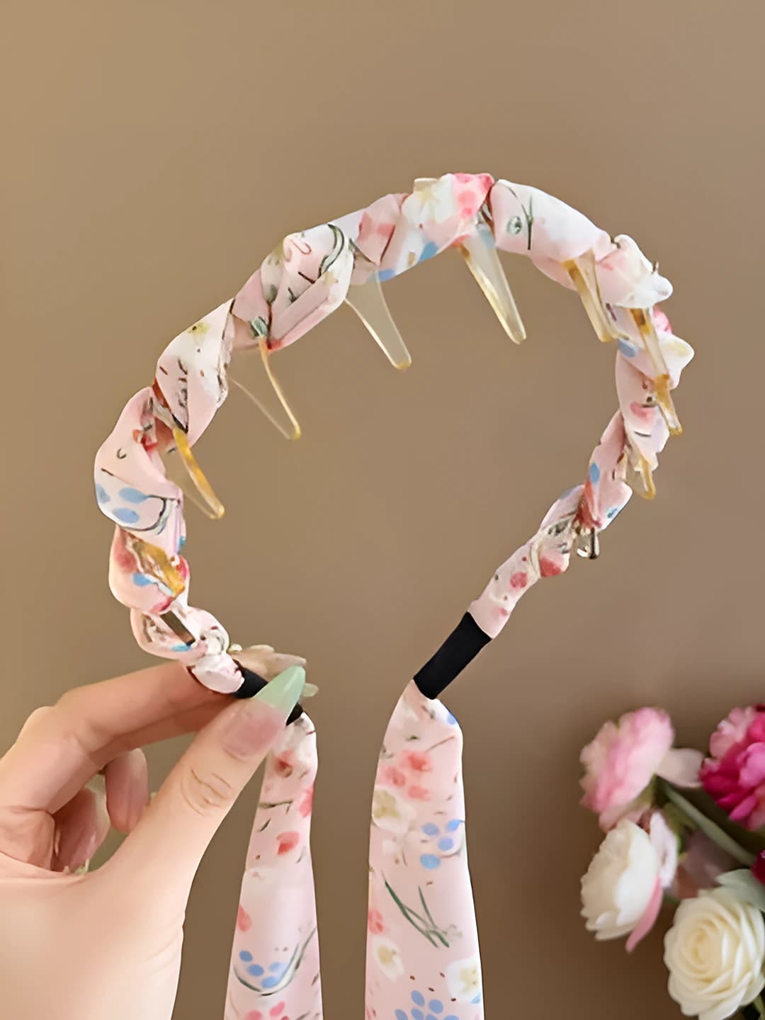 6# Pink floral comb ribbon