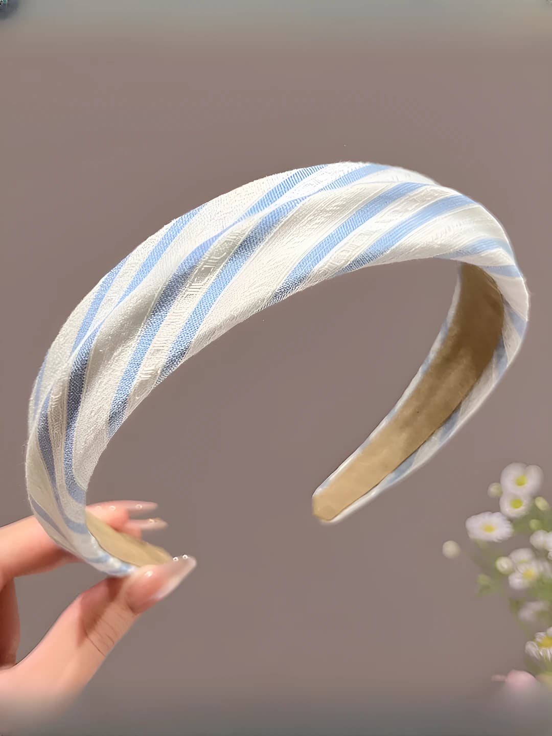 Blue striped headband