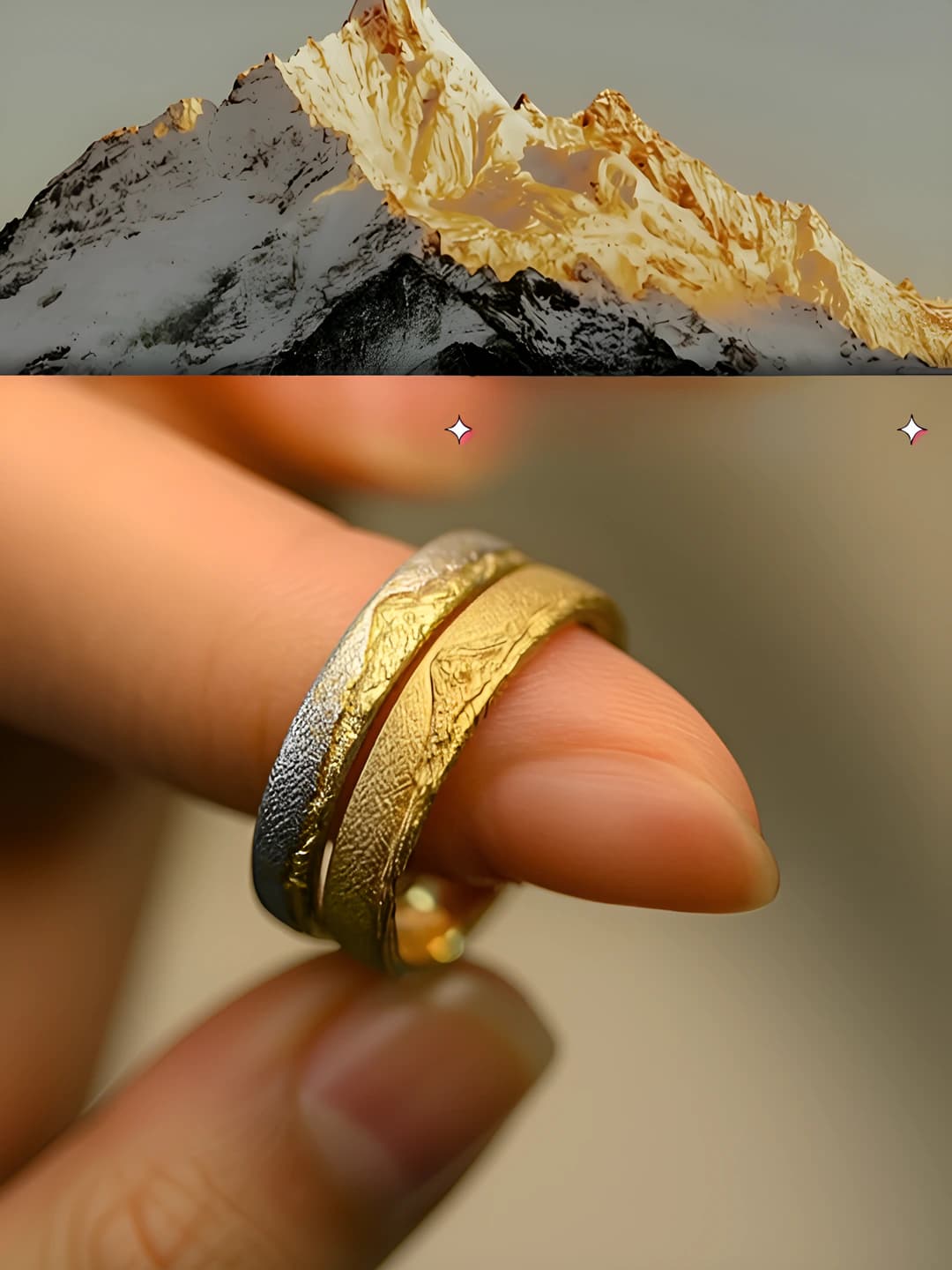 Women's open ring, copper, geometric shape, snowflake design element, light luxury style