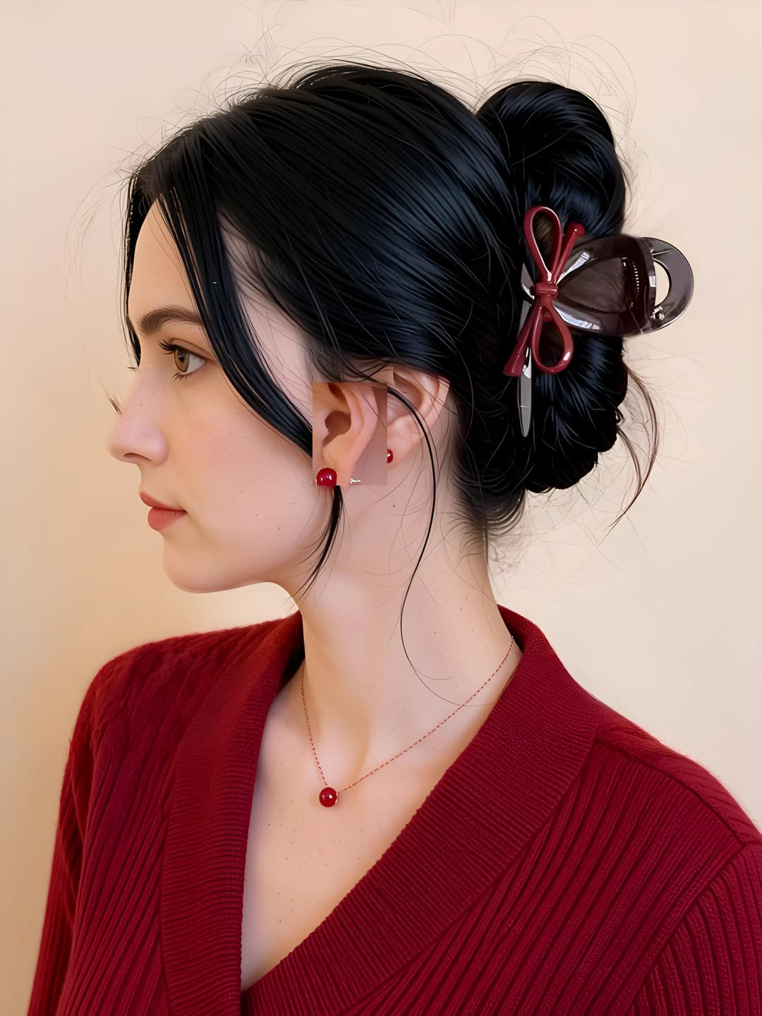 4#1# Red bow double-sided 6cm