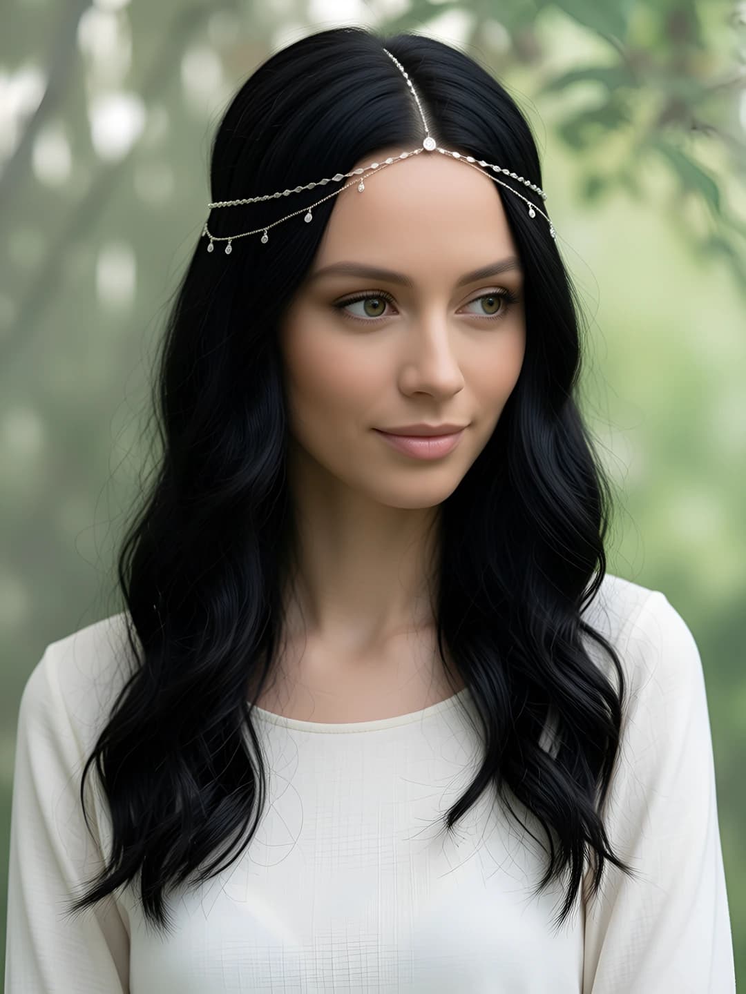 Women's forehead chain with teardrop rhinestones and tassels for wedding