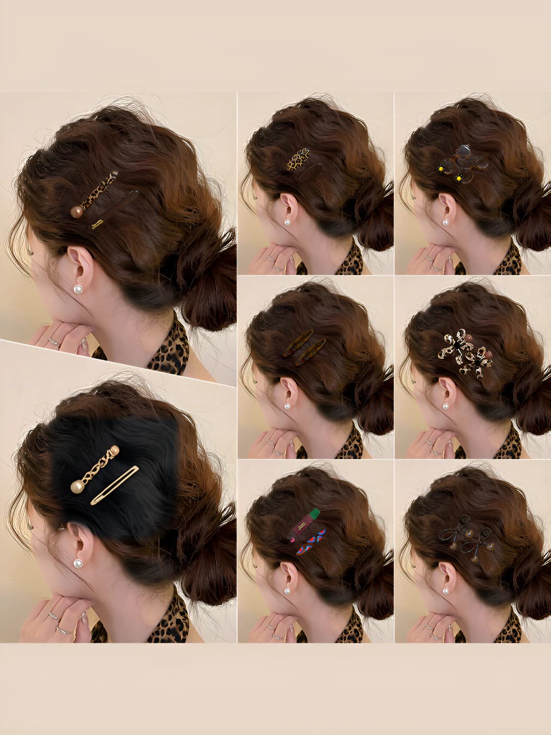 Women's hair clips and combs with leopard print, PE material, Korean style, high quality