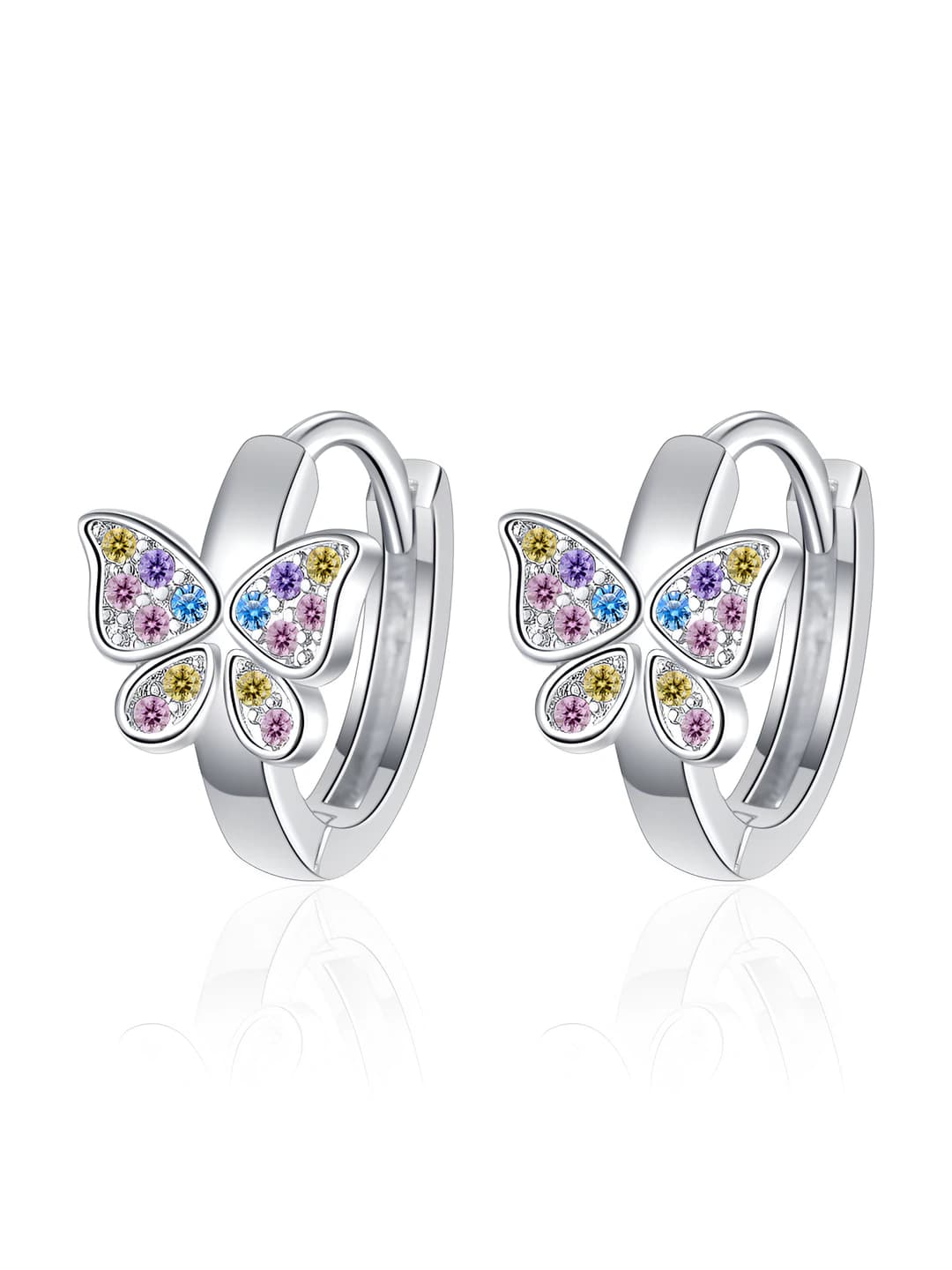 Multicolour Zircon Butterfly Earrings