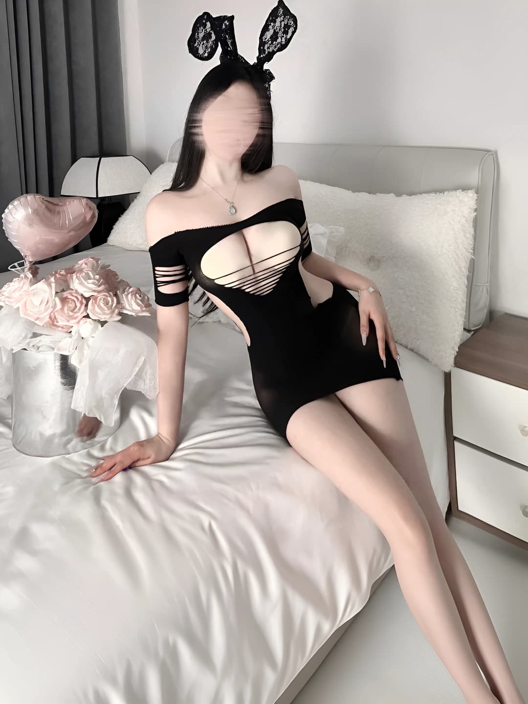 Women's erotic mesh lingerie set, polyester fabric, plus size