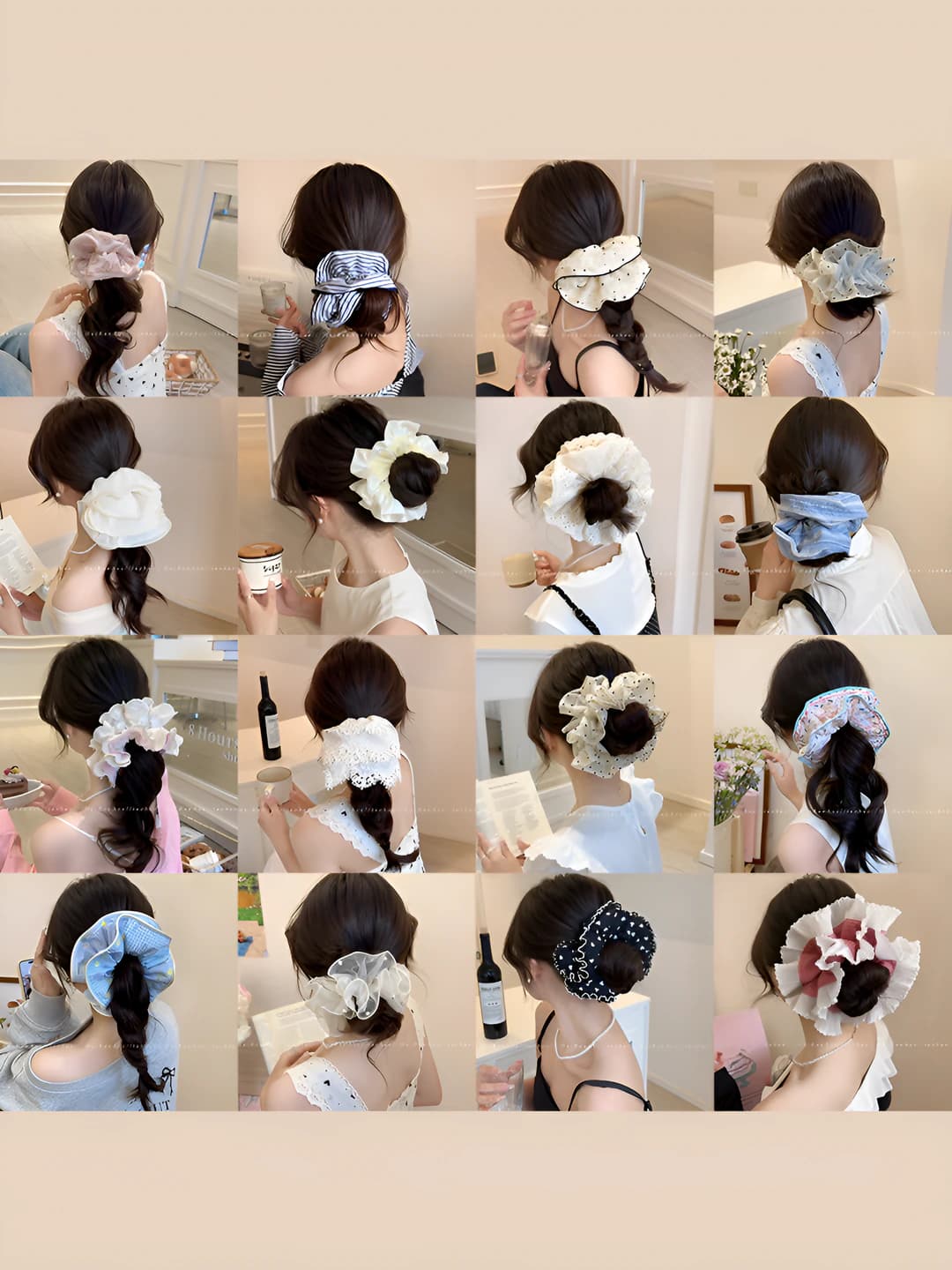 Women's lace hair scrunchie, large size, sweet style, 2026