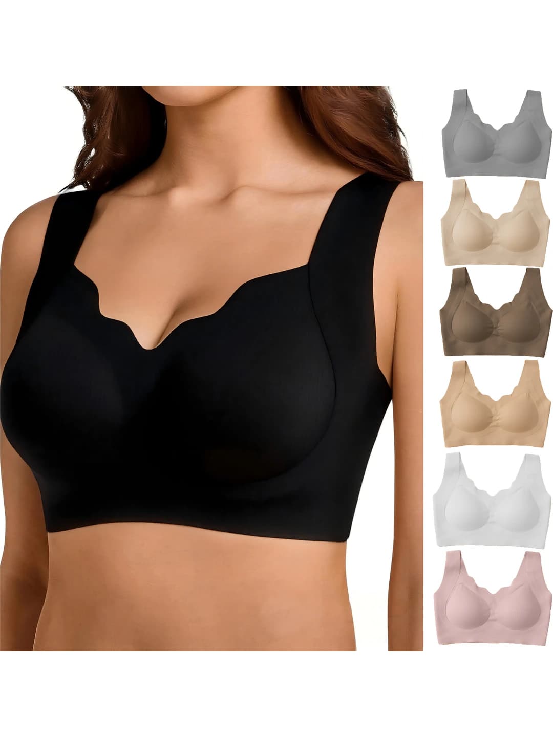 Women's seamless wireless tank-style bra in ice-silk fabric, plus size, all-season