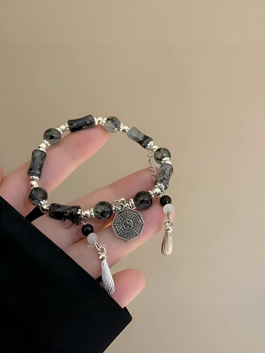 Ink wash bamboo Bagua bracelet [1 pc]