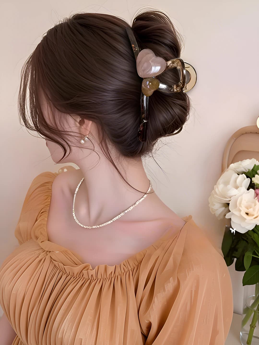 Heart coffee large hair clip
