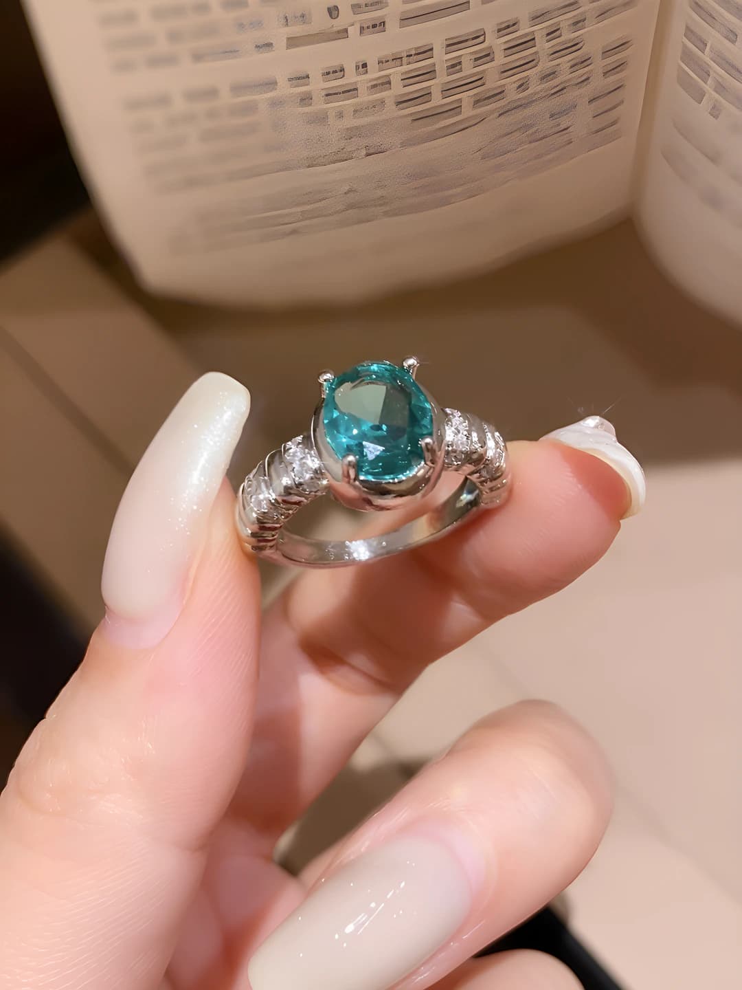 50# Ring - Silver - Green