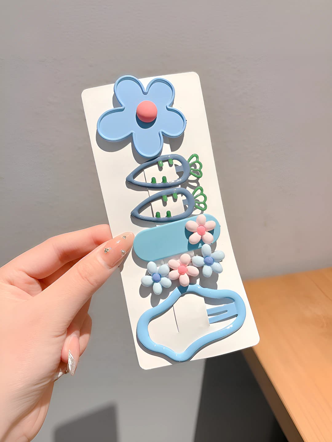 1# Blue flowers and clouds set, 6 pcs