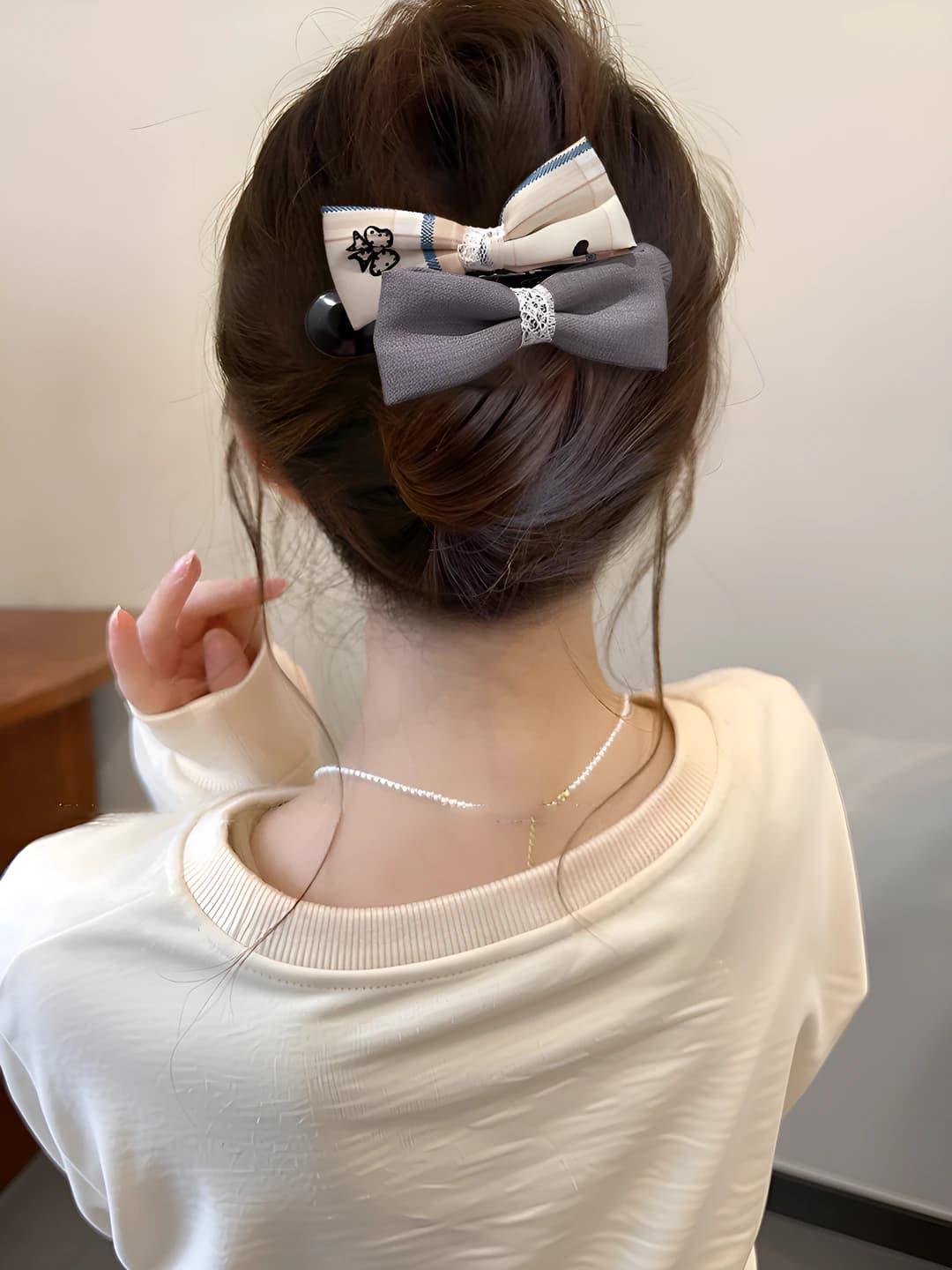 8# Light blue-blue double bow 11 cm