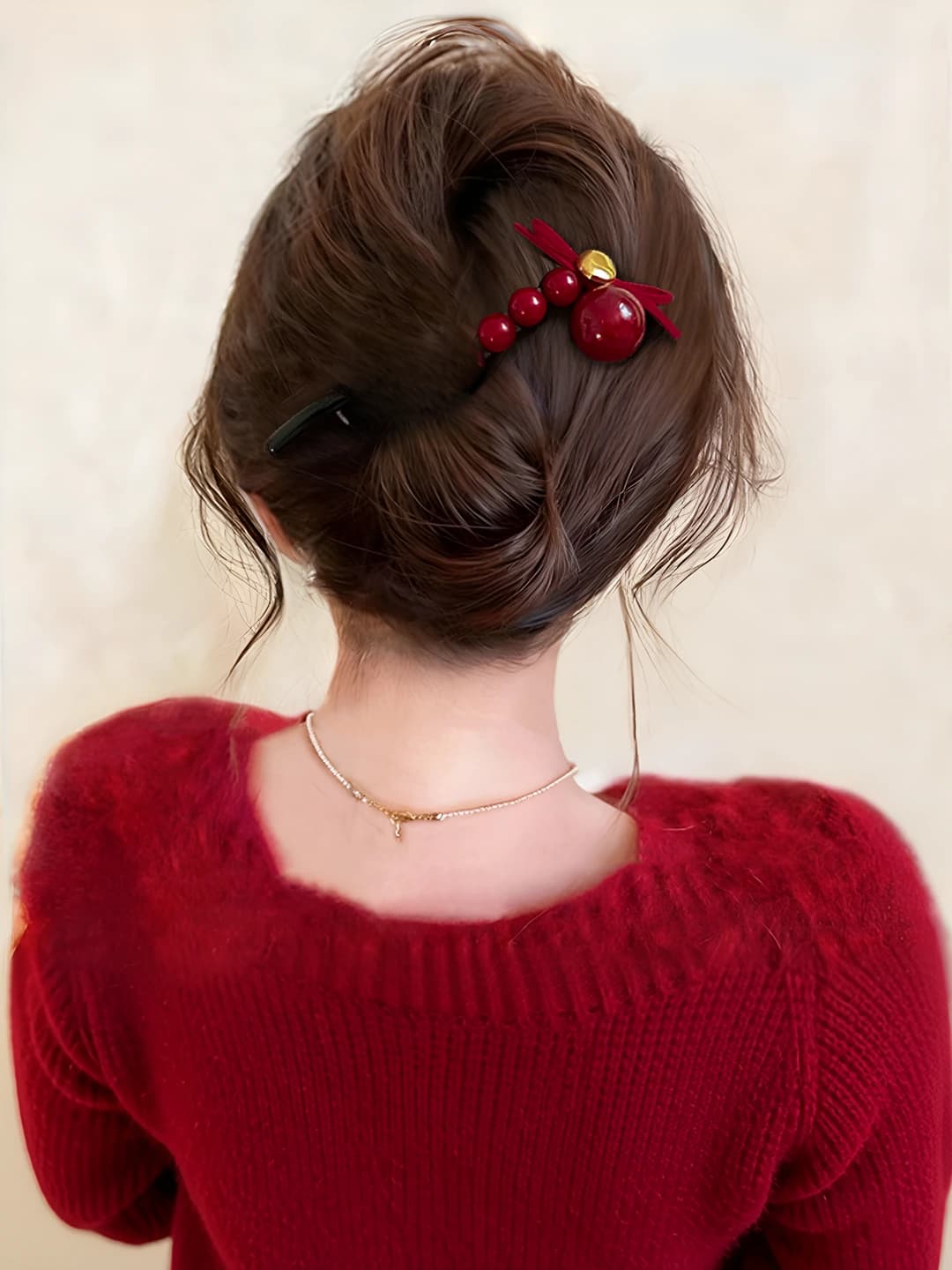Bright red bow hair clip-11 cm