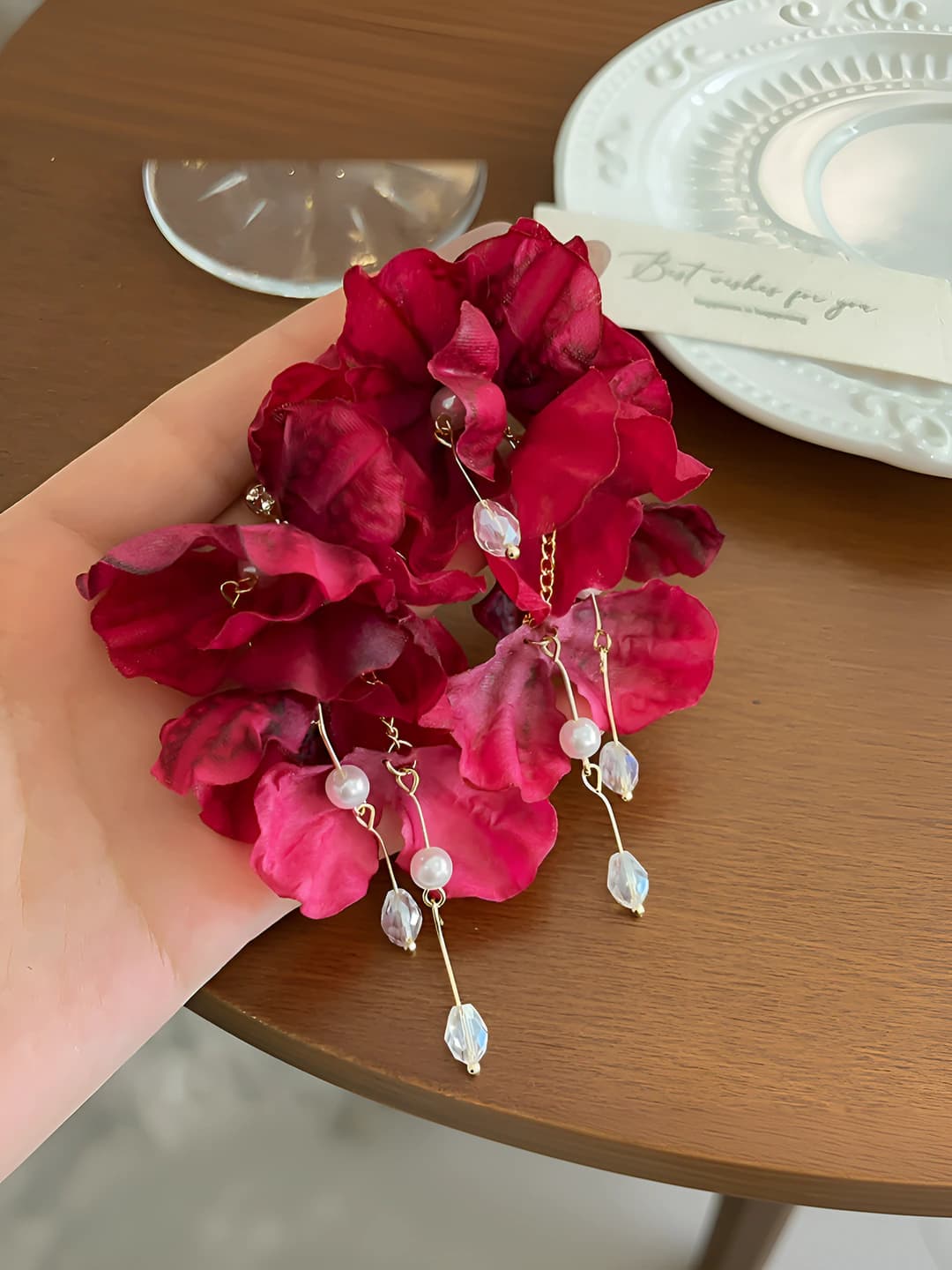 Malina rang gulli fransuz quloqcha-9.5CM