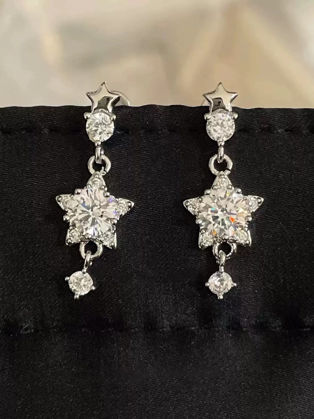 Women's 316L titanium steel ear cartilage studs with full zirconia five-point star pendant earrings
