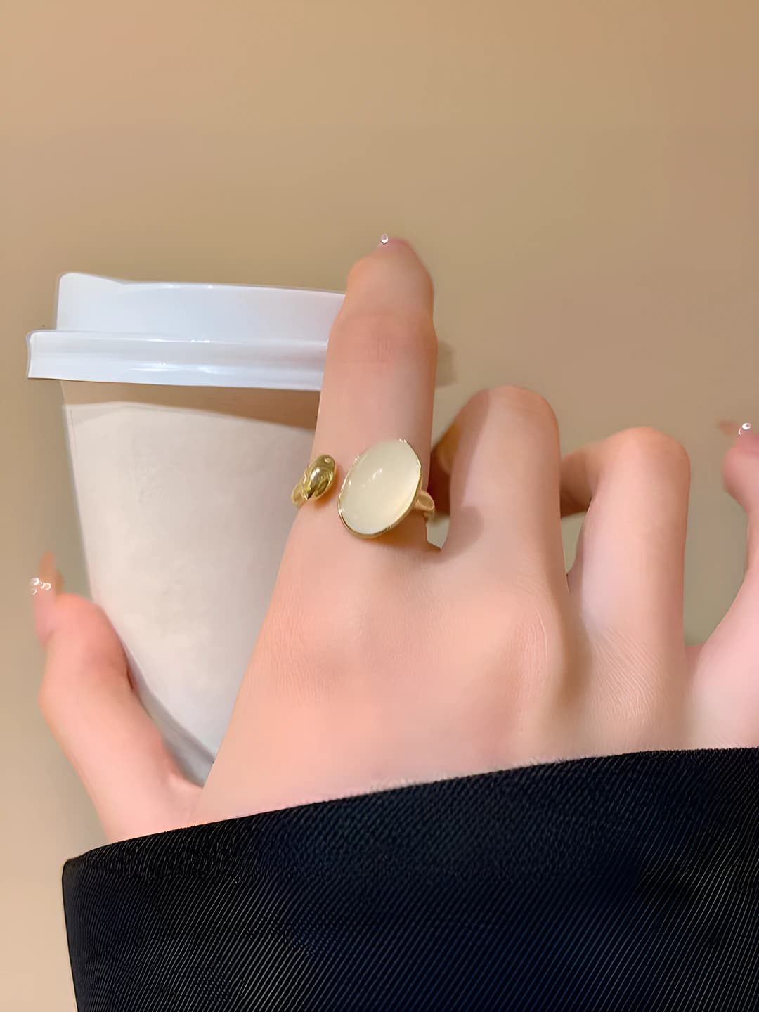 Unique geometric amber ring