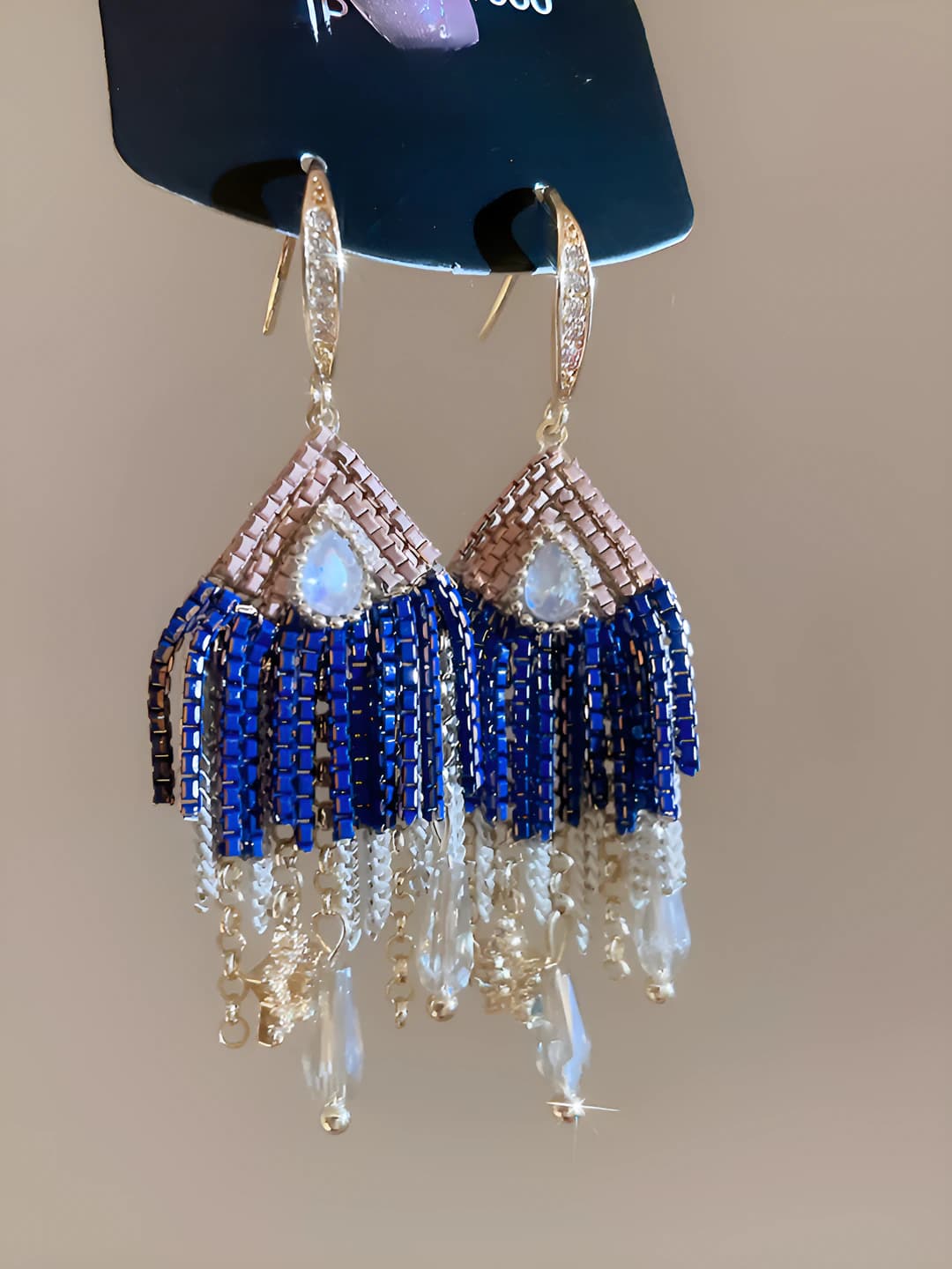 4# Hook earrings - Gold - Blue
