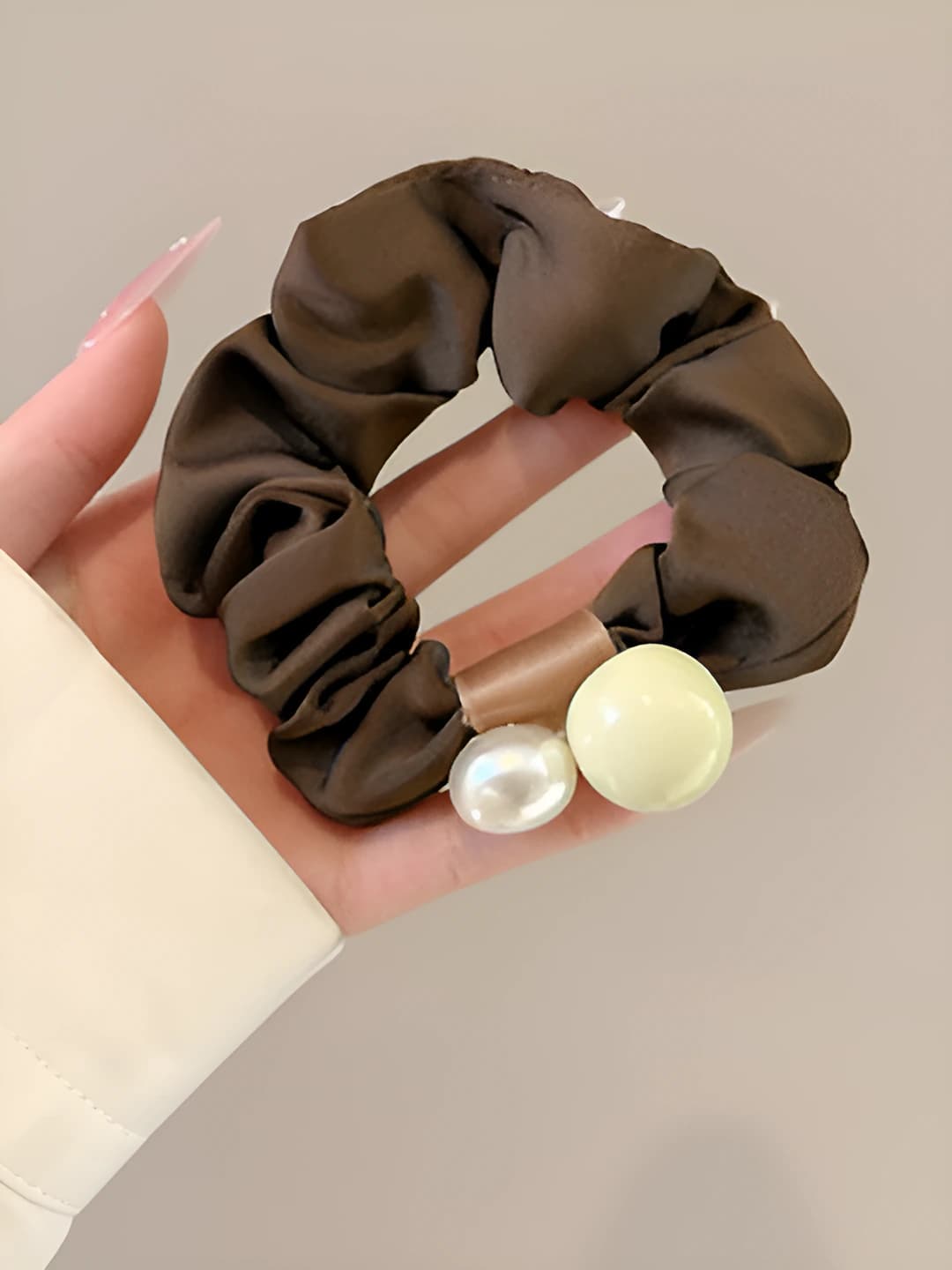 Dark coffee large scrunchie
