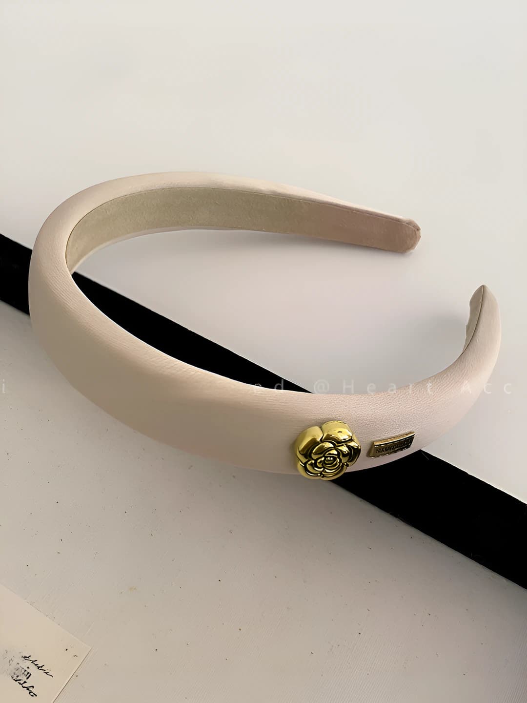 Camellia letters champagne headband