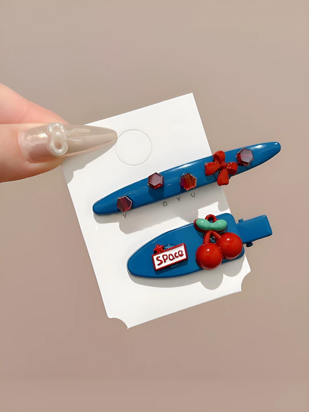 1# Bow and cherry 2 pcs 5cm/6.5cm