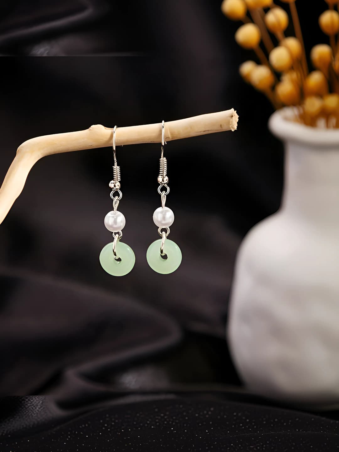 Vintage Chinese oval earrings A656