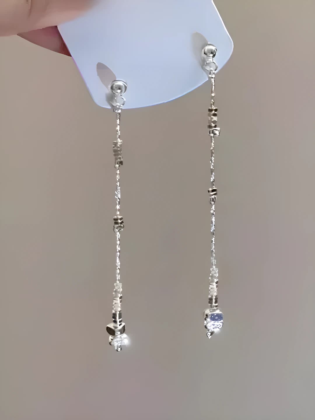 Silver tassel earrings A671